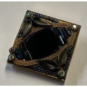 Vtg Signed Marena Handarbeit Gold Tone Vintage Art Deco Brooch Pendant